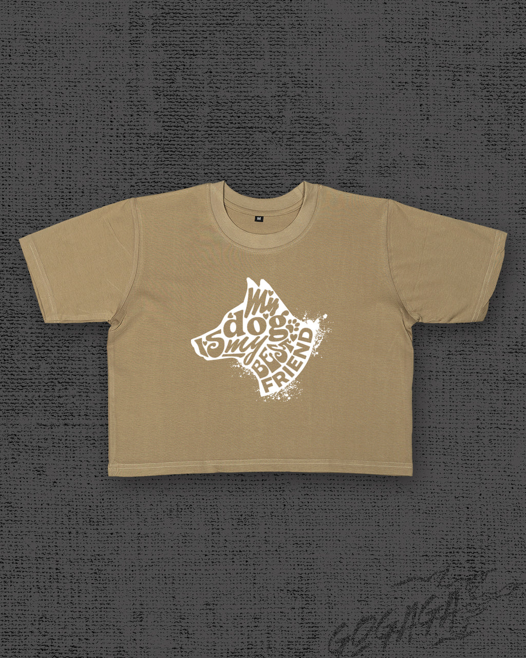 My dog is my best friend Dark Beige Crop Top