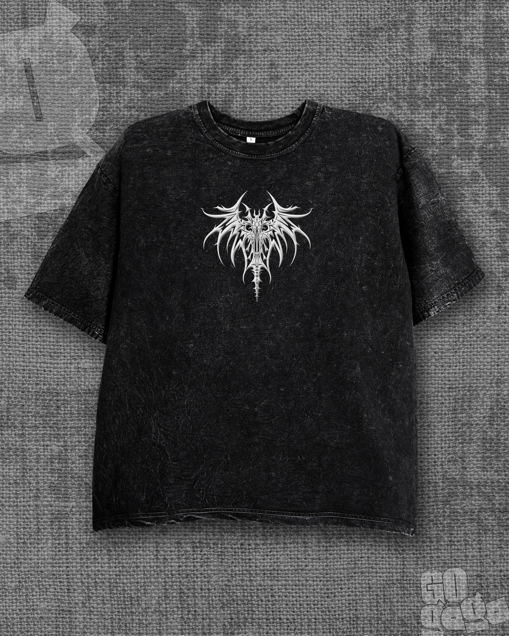 Nightmare Black stonewash Heavyweight Oversized T-shirt
