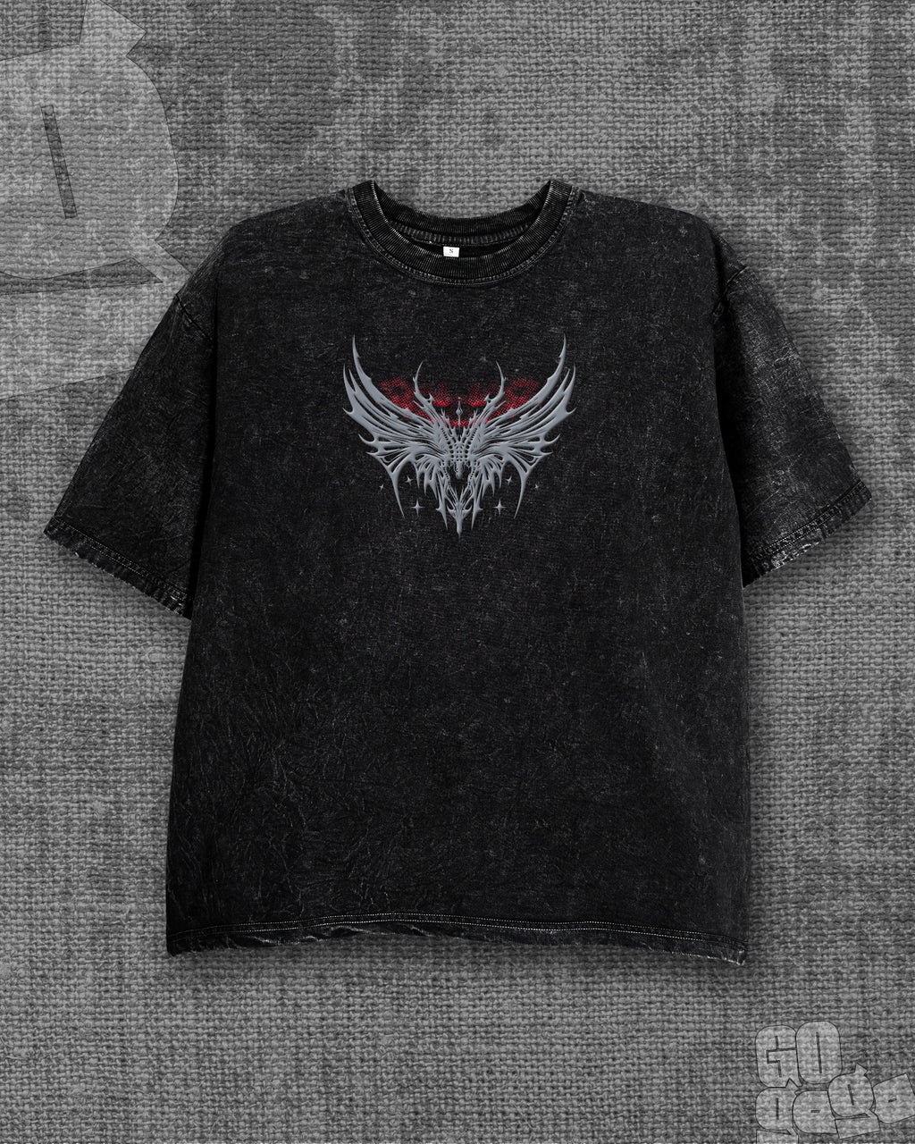 Eternal Shadows Black stonewash Heavyweight Oversized T-shirt