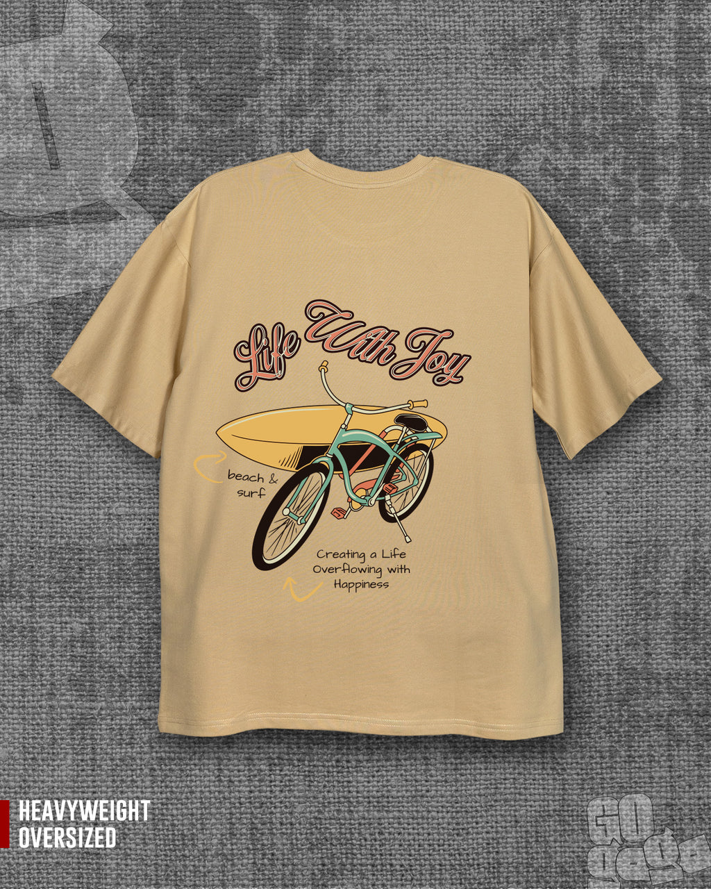 Life with joy Light Beige Heavyweight Oversized T-shirt